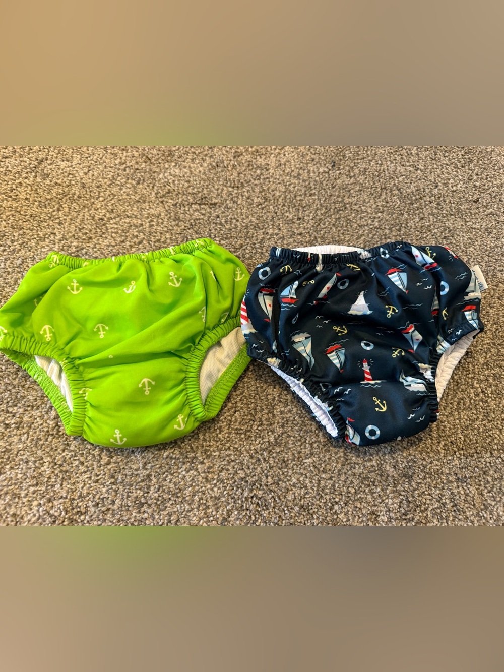 i play. Reusable Swim Diaper Covers in Lime Green & Navy Nautical